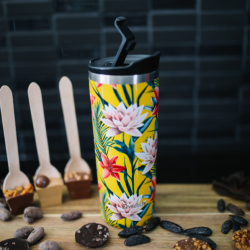 Travel Mug Tropical jaune 300ml © QWETCH