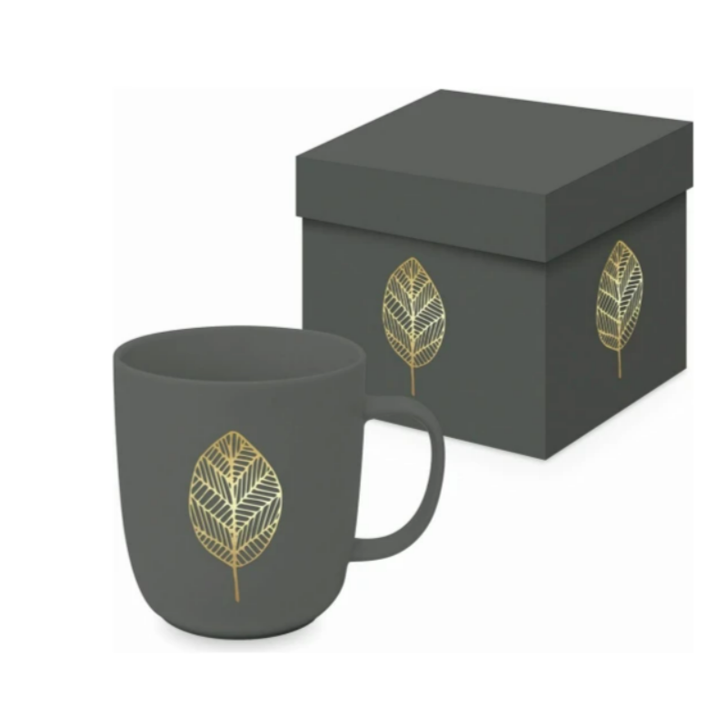 MUG 350ML FEUILLE  DOREE