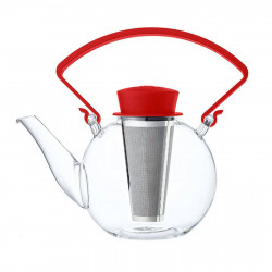 Théière 1L verre anse rouge