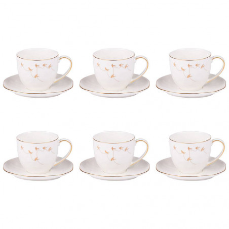 Coffret 6 tasses à café blanc doré 22cl