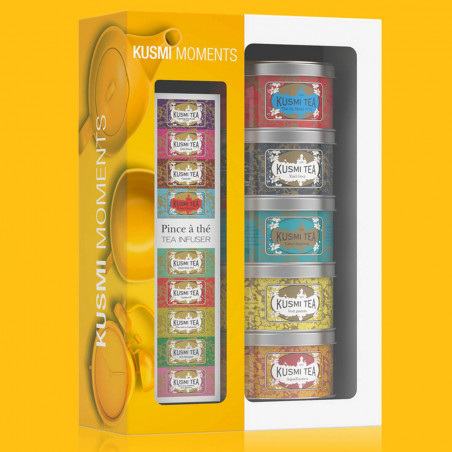 Coffret 5 miniatures Moments Kusmi Tea© + pince à thé