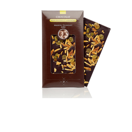 Tablette Chocolat noir raisins et amandes - Maison Guinguet